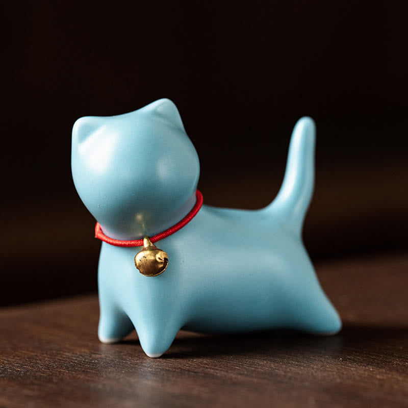 Mini statue de chat en céramique debout ou couché 5 cm Figurine Décoration