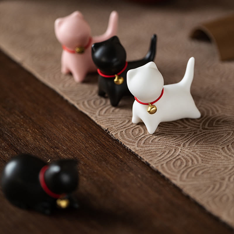 Mini statue de chat en céramique debout ou couché 5 cm Figurine Décoration