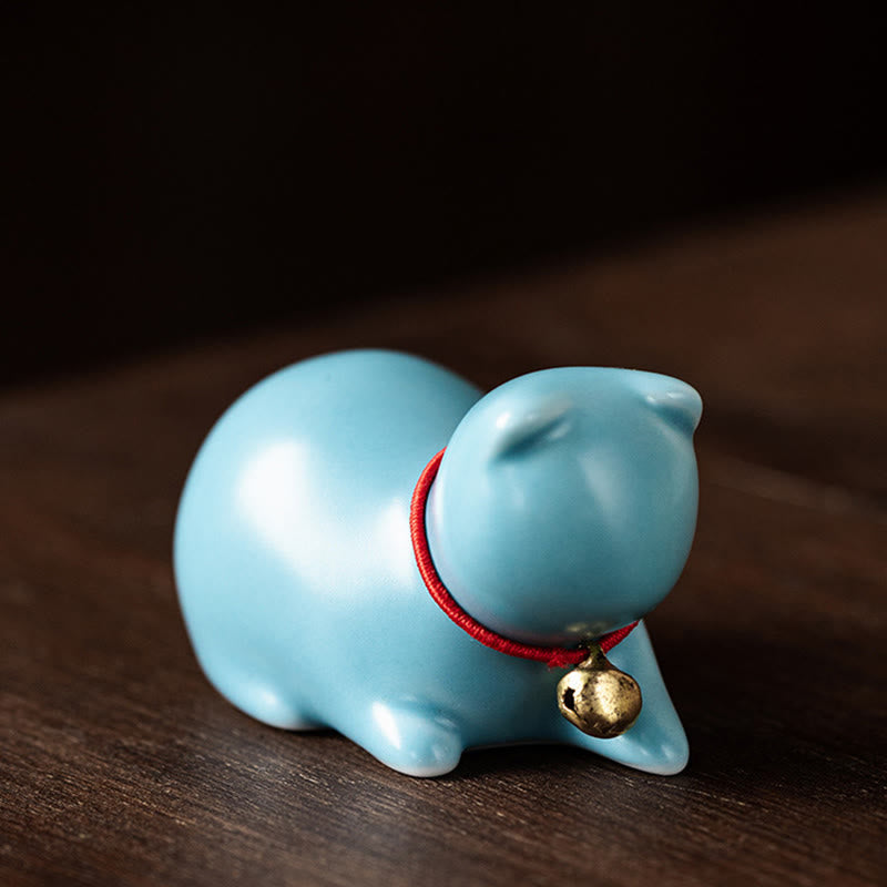 Mini statue de chat en céramique debout ou couché 5 cm Figurine Décoration