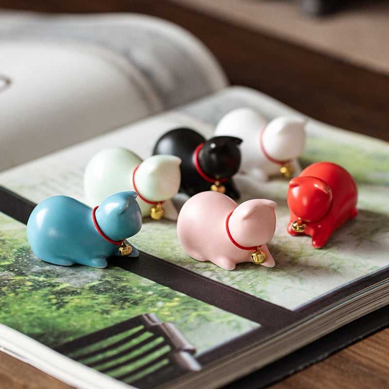 Mini figurine chat en céramique | Figurine assise et debout 5 cm