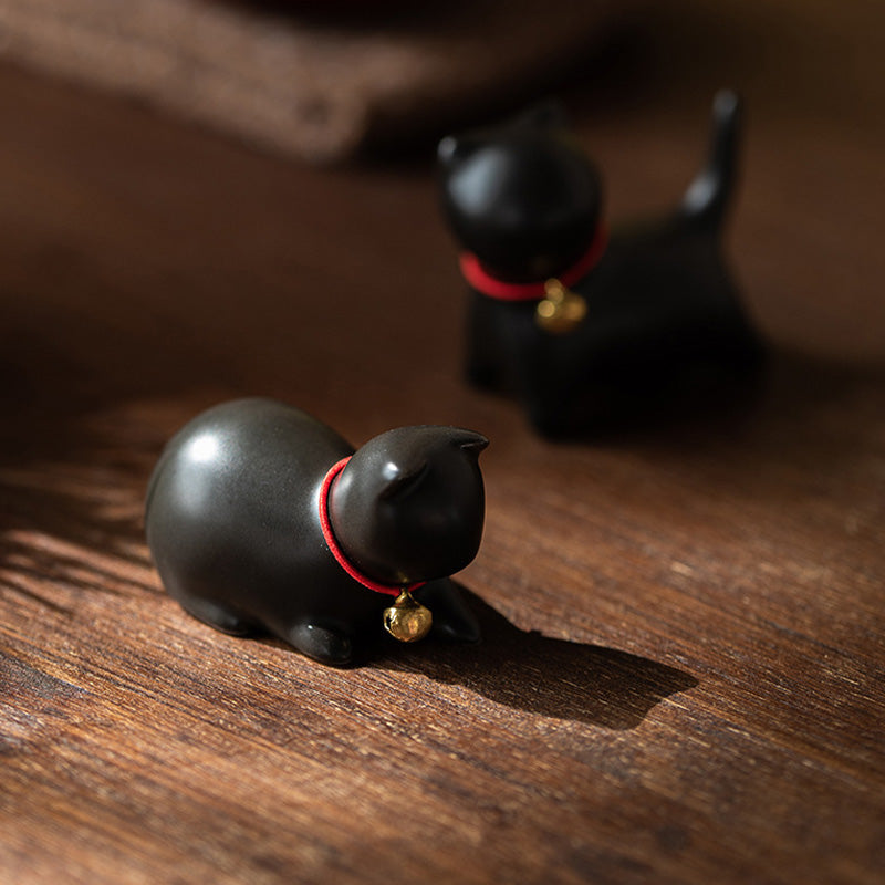 Mini figurine chat en céramique | Figurine assise et debout 5 cm