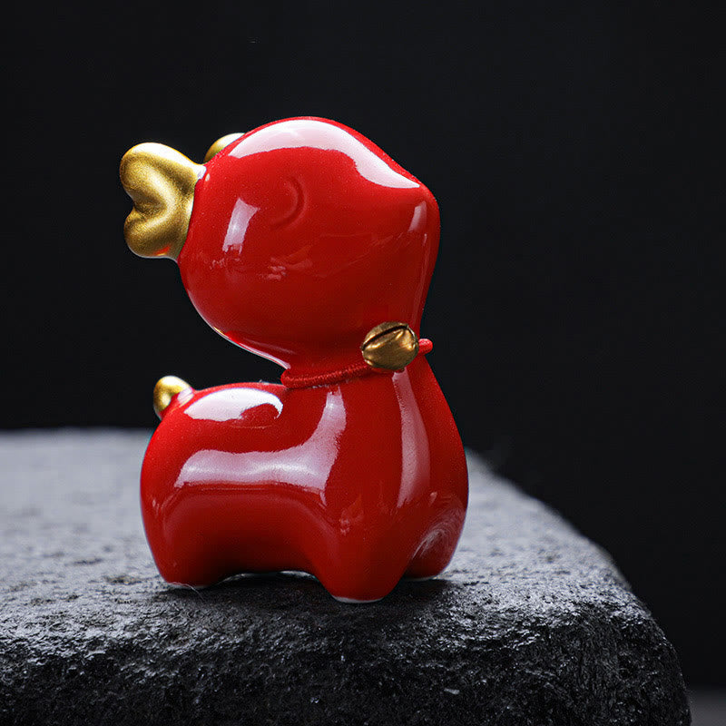 Mini figurine de cerf en céramique pour décoration spirituelle