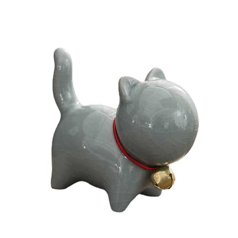 Mini figurine de chat porte-bonheur en céramique pour bureau à domicile