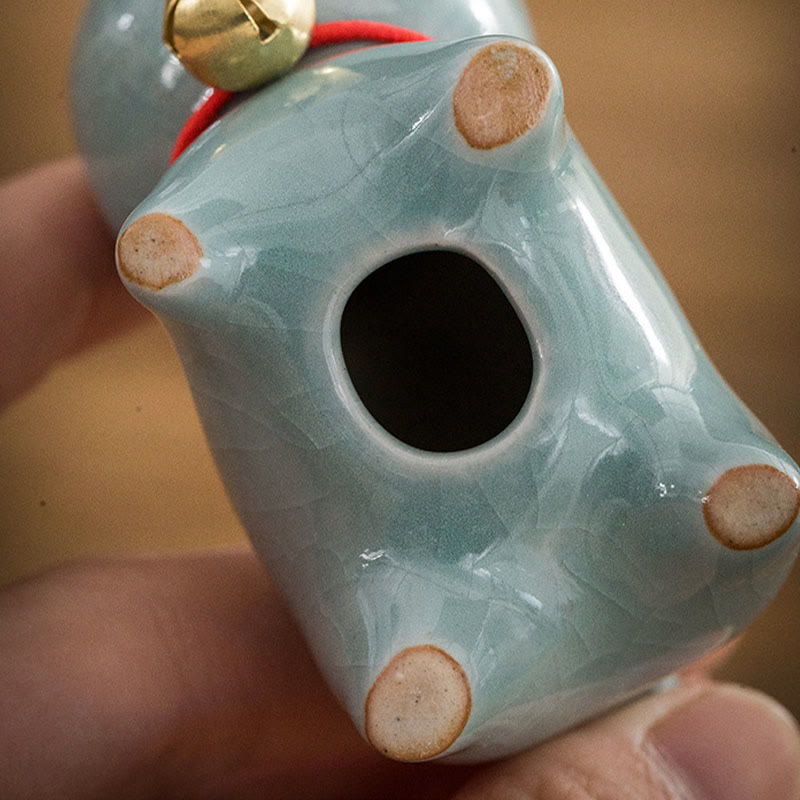 Mini figurine de chat porte-bonheur en céramique pour bureau à domicile