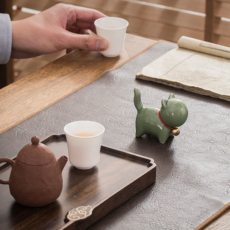 Mini figurine de chat porte-bonheur en céramique pour bureau à domicile