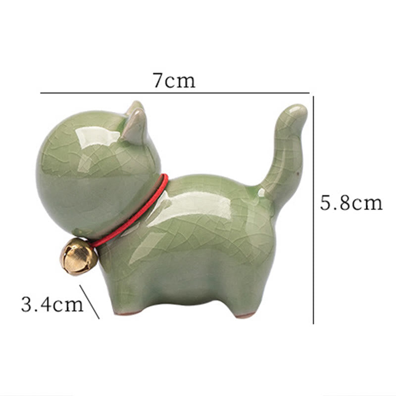 Mini figurine de chat porte-bonheur en céramique pour bureau à domicile