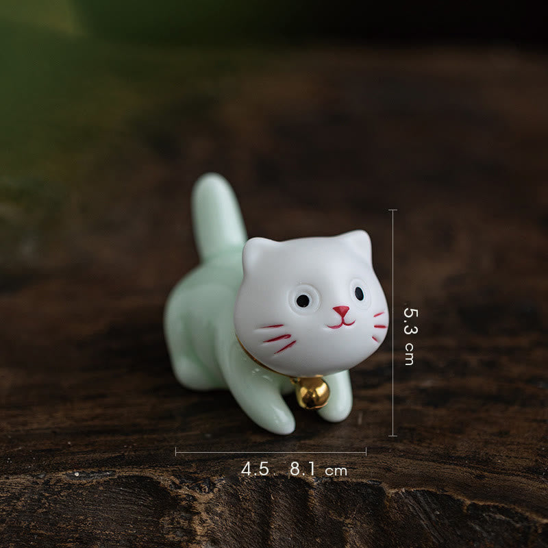 Mini figurine de chat mignon en céramique 4,7 cm Décoration animalière spirituelle
