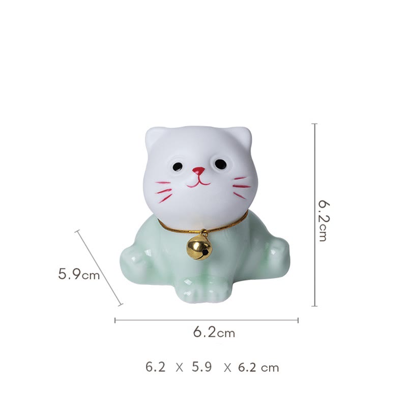Mini figurine de chat mignon en céramique 4,7 cm Décoration animalière spirituelle