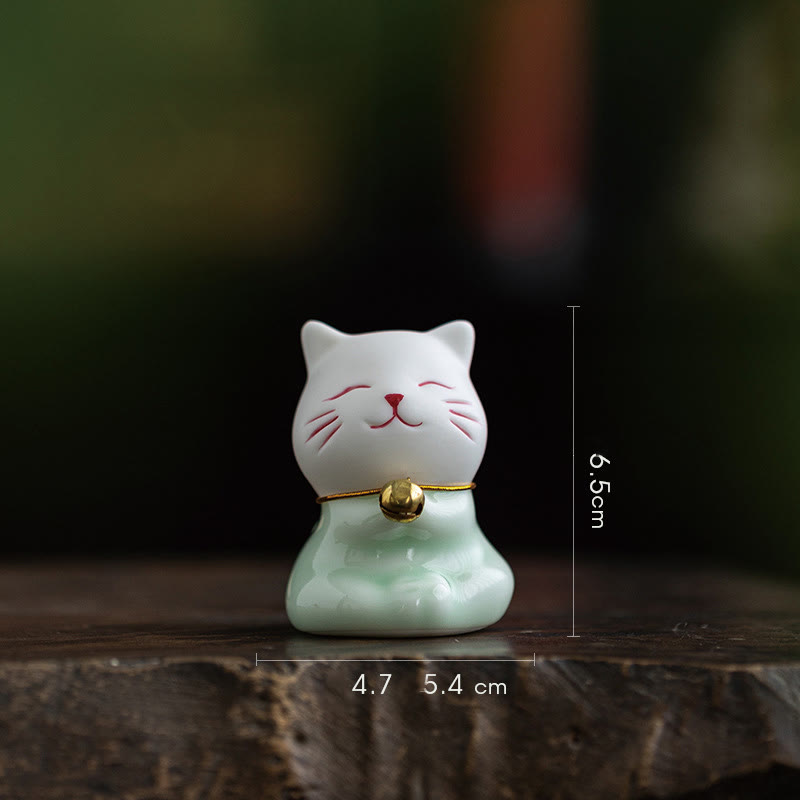 Mini figurine de chat mignon en céramique 4,7 cm Décoration animalière spirituelle