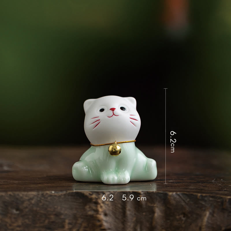Mini figurine de chat mignon en céramique 4,7 cm Décoration animalière spirituelle