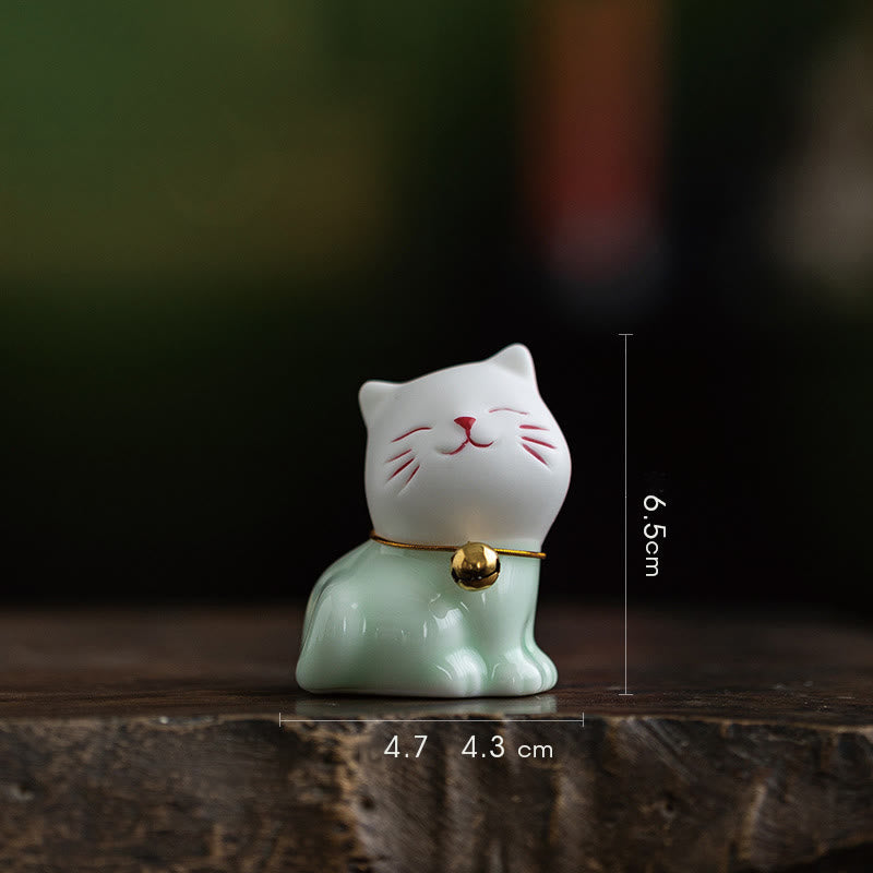 Mini figurine de chat mignon en céramique 4,7 cm Décoration animalière spirituelle