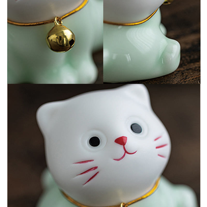 Mini figurine de chat mignon en céramique 4,7 cm Décoration animalière spirituelle