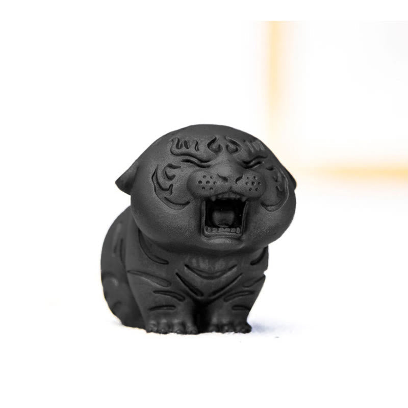 Mini statue de tigre mignon en résine de fer - Figurine animale spirituelle