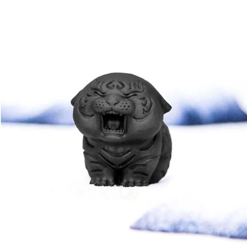 Mini statue de tigre mignon en résine de fer - Figurine animale spirituelle
