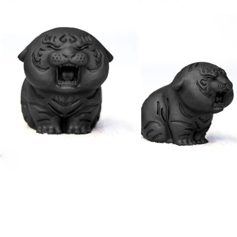 Mini statue de tigre mignon en résine de fer - Figurine animale spirituelle