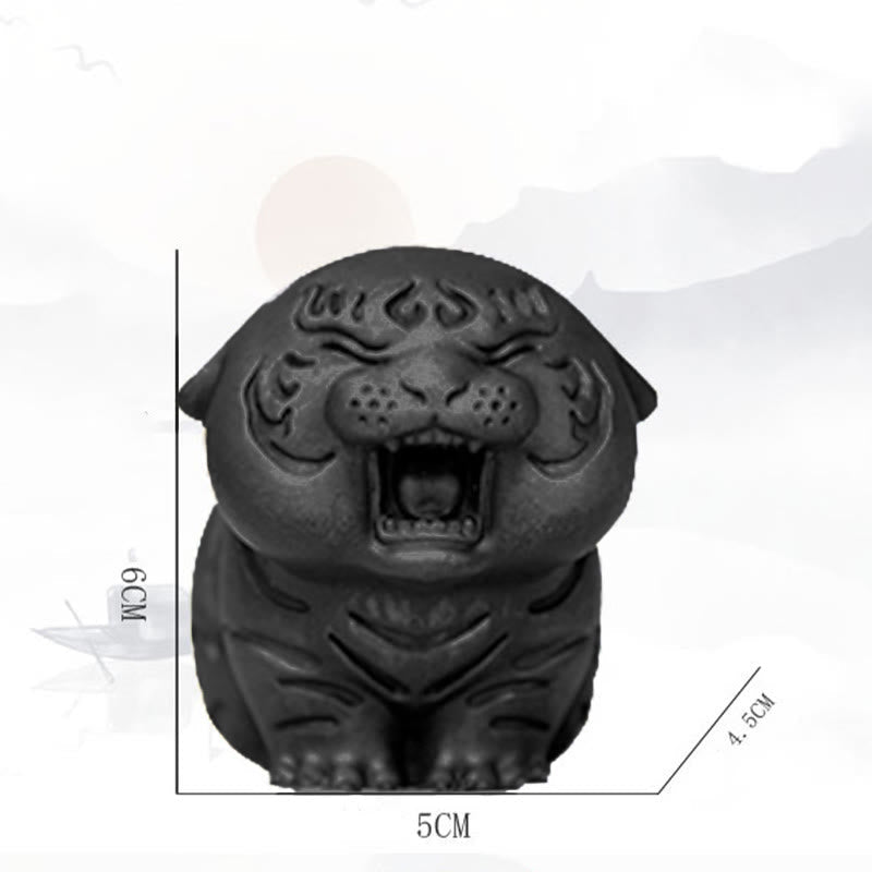 Mini statue de tigre mignon en résine de fer - Figurine animale spirituelle