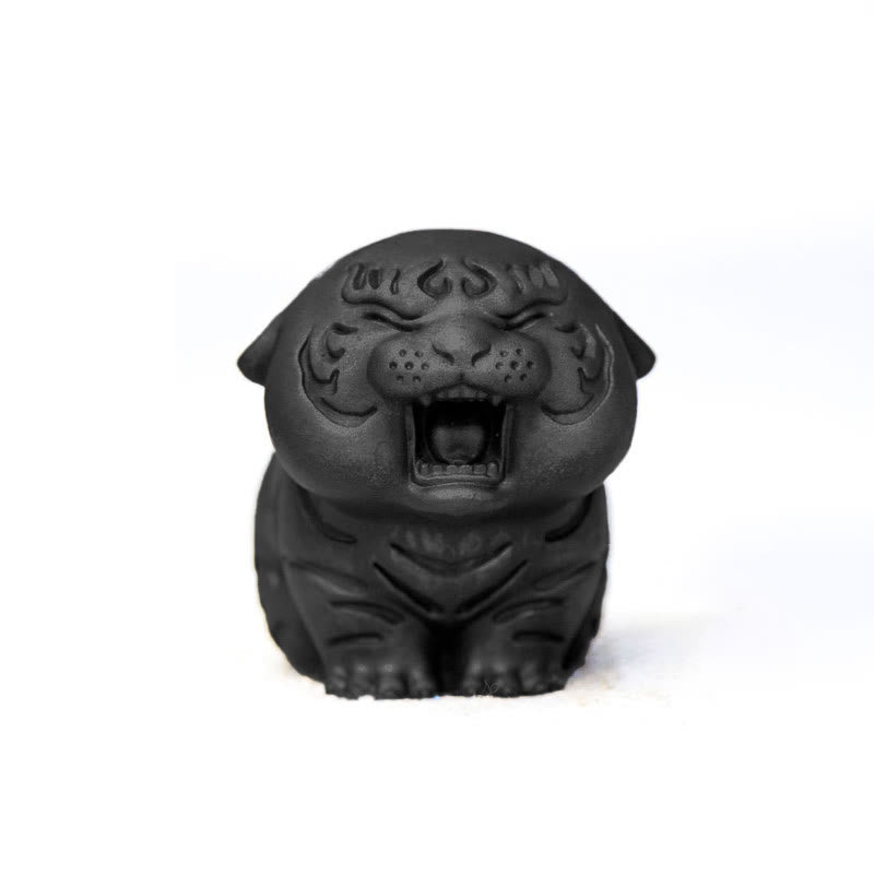 Mini statue de tigre mignon en résine de fer - Figurine animale spirituelle
