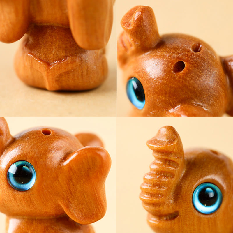 Mini éléphant sculpté en bois de santal pour la protection et la chance