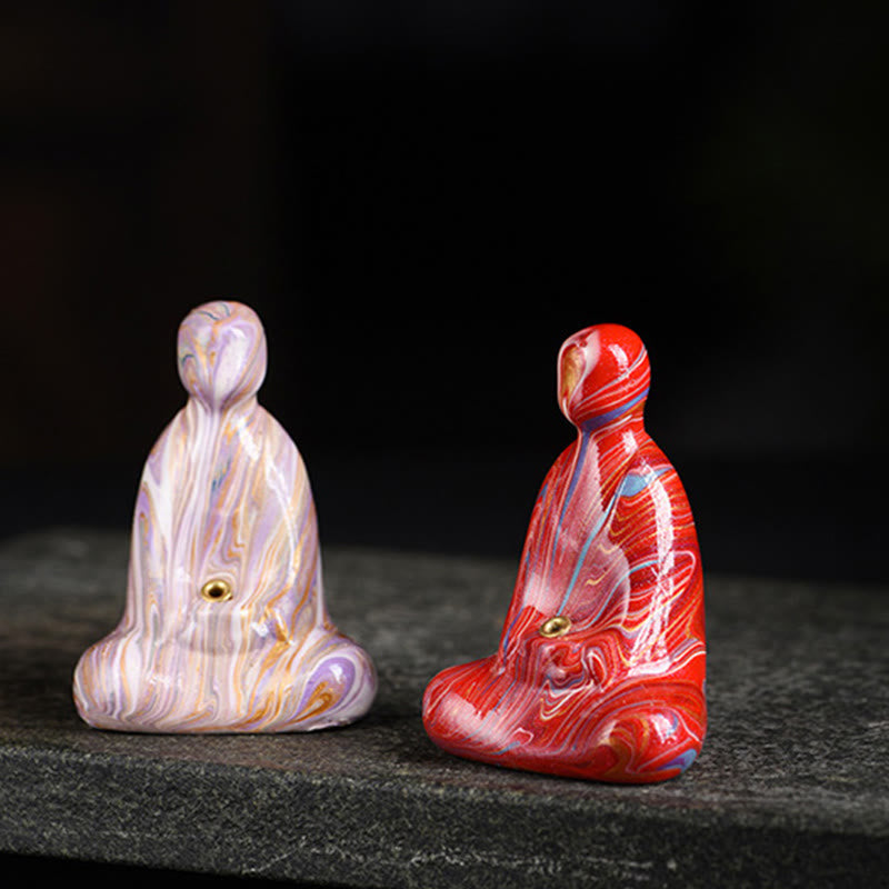 Mini porte-encens artisanal en bois d'ébène laqué Bouddha sans forme