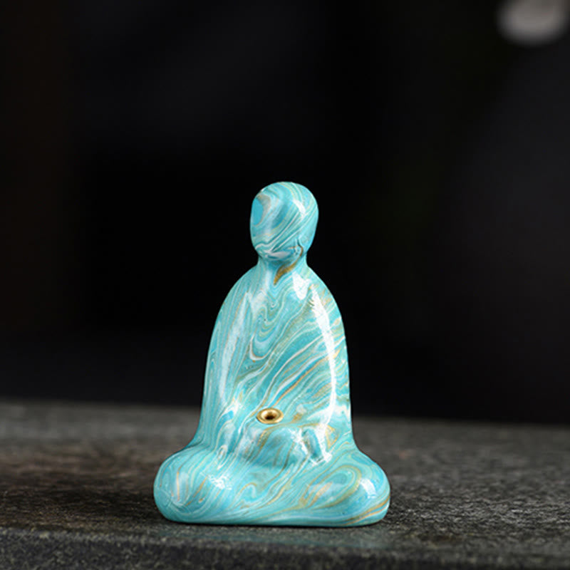 Mini porte-encens artisanal en bois d'ébène laqué Bouddha sans forme