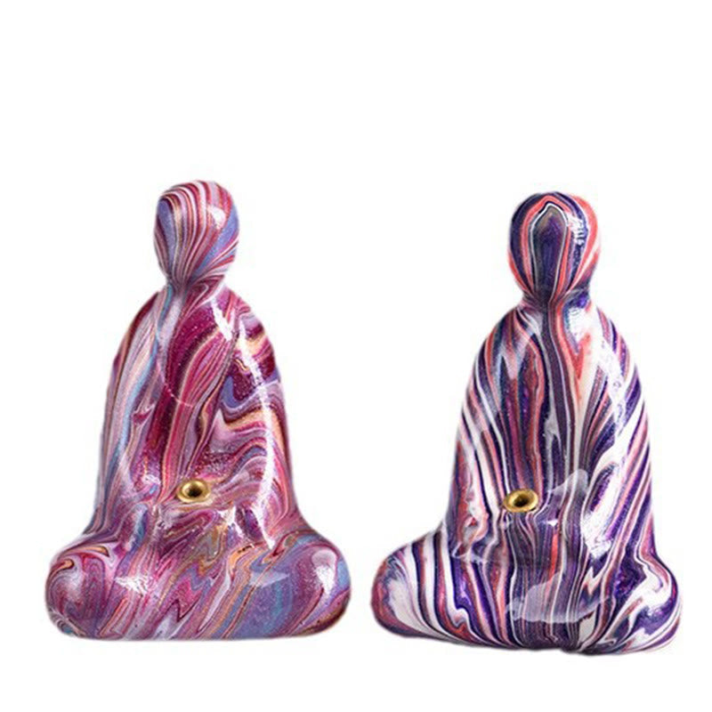 Mini porte-encens artisanal en bois d'ébène laqué Bouddha sans forme