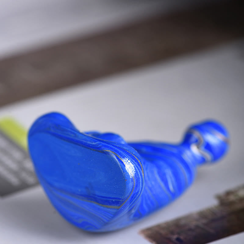 Mini porte-encens artisanal en bois d'ébène laqué Bouddha sans forme