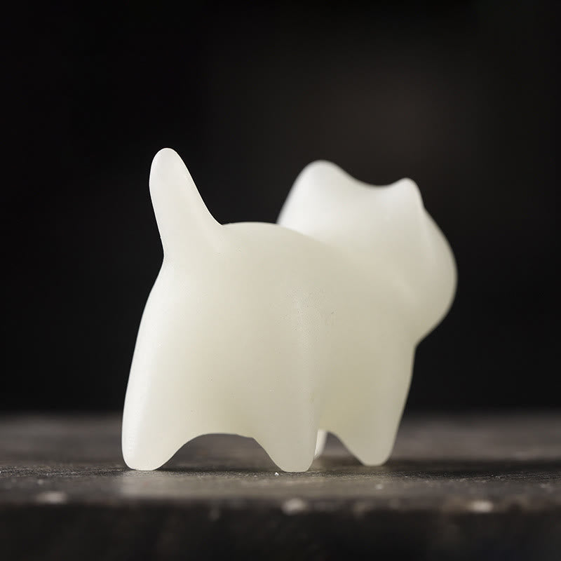 Mini décoration chat en pierre lumineuse - Décoration zen porte-bonheur lumineuse