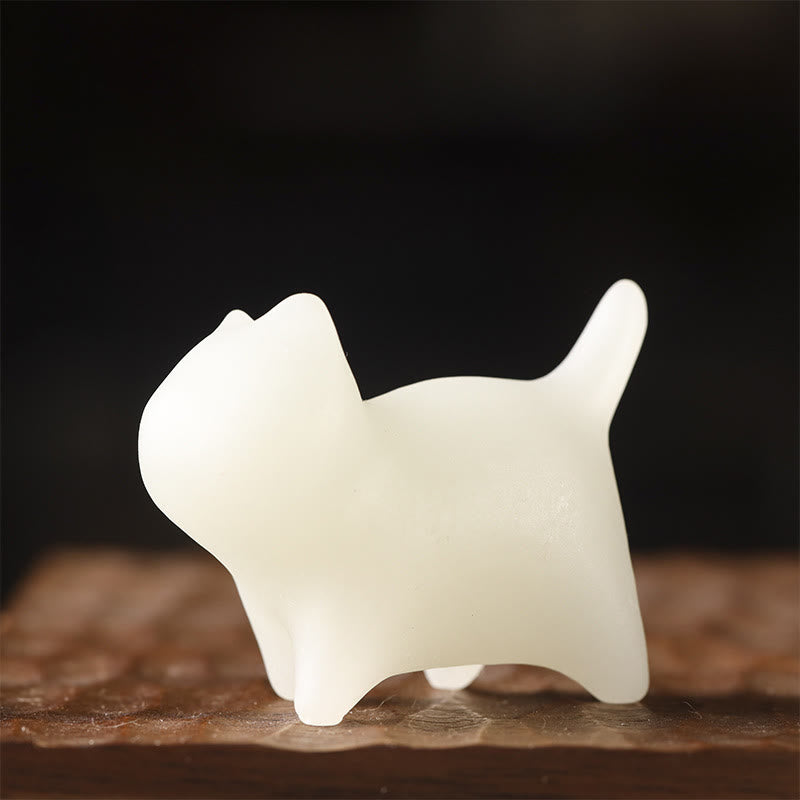 Mini décoration chat en pierre lumineuse - Décoration zen porte-bonheur lumineuse