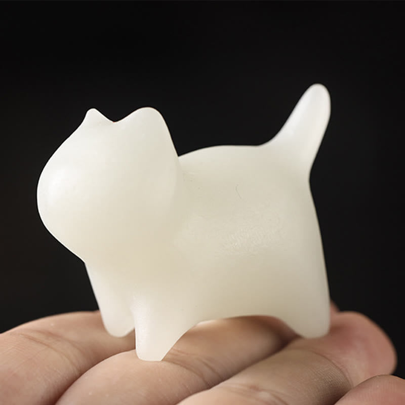 Mini décoration chat en pierre lumineuse - Décoration zen porte-bonheur lumineuse