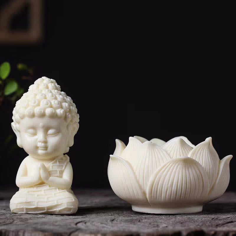 Collection de mini-statues de Bouddha fruitées en ivoire | Serenity Decor