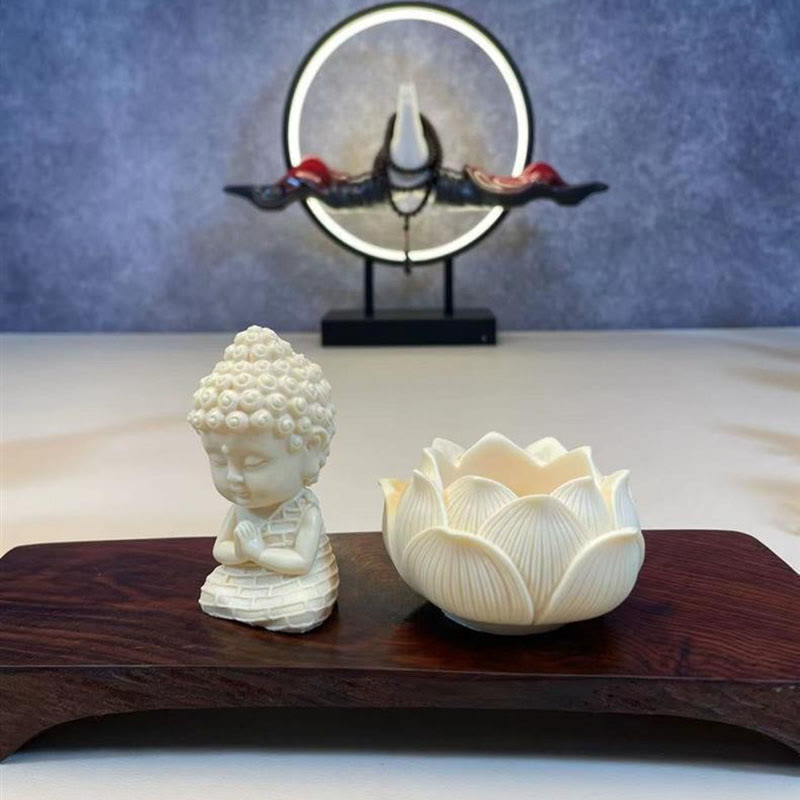 Collection de mini-statues de Bouddha fruitées en ivoire | Serenity Decor
