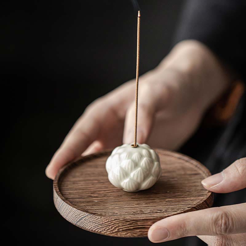 Mini brûleur d'encens en céramique fleur de lotus 3,5 cm Méditation