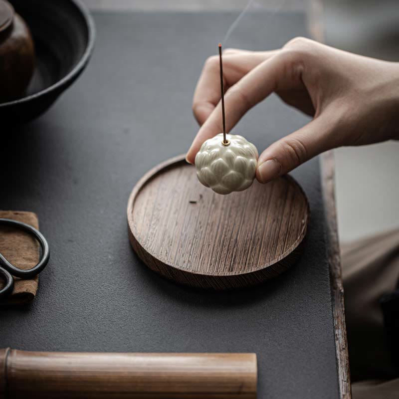 Mini brûleur d'encens en céramique fleur de lotus 3,5 cm Méditation