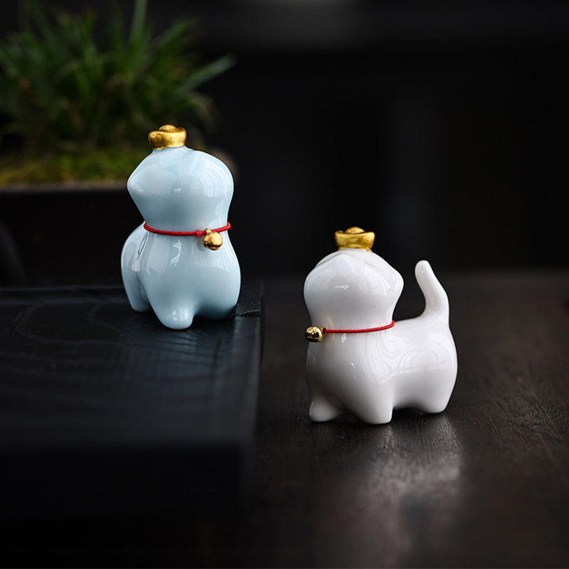 Mini figurine de chat porte-bonheur en céramique pour la chance et la prospérité