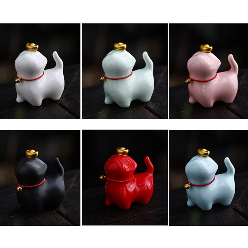 Mini figurine de chat porte-bonheur en céramique pour la chance et la prospérité