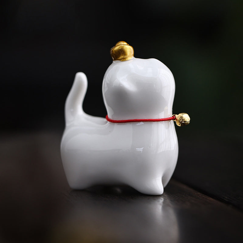 Mini figurine de chat porte-bonheur en céramique pour la chance et la prospérité