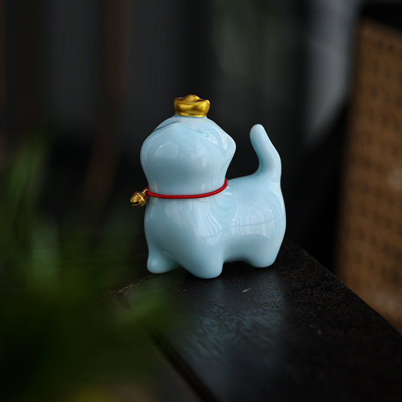 Mini figurine de chat porte-bonheur en céramique pour la chance et la prospérité