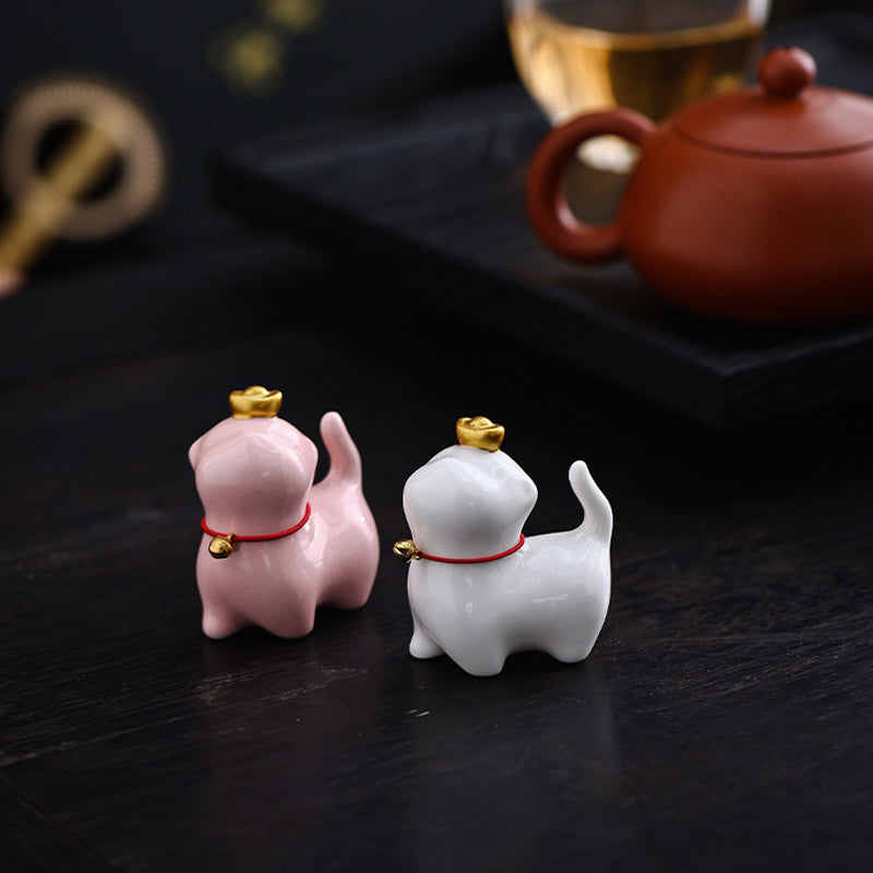 Mini figurine de chat porte-bonheur en céramique pour la chance et la prospérité
