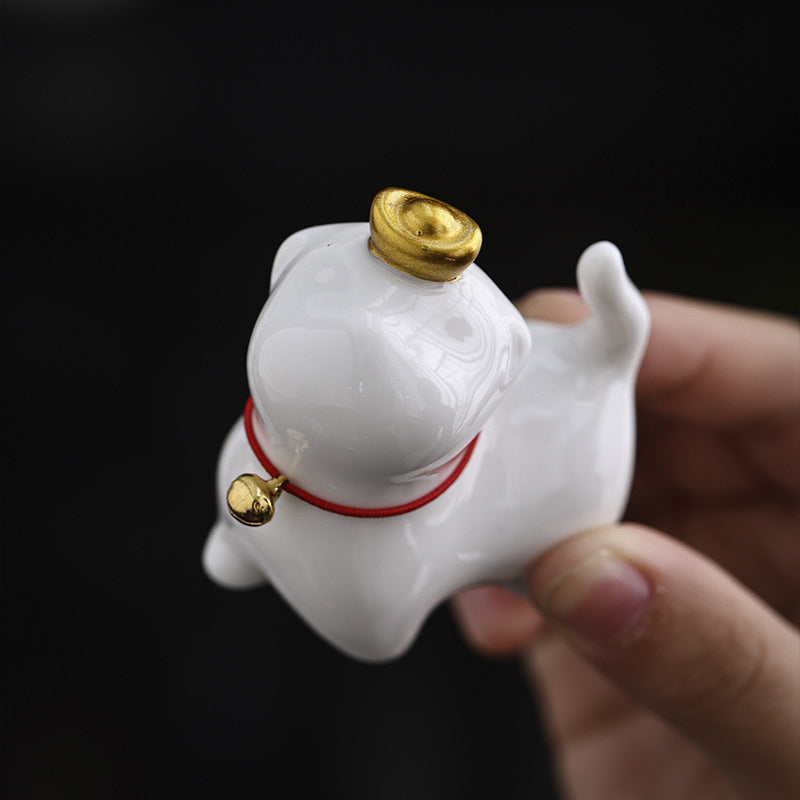 Mini figurine de chat porte-bonheur en céramique pour la chance et la prospérité