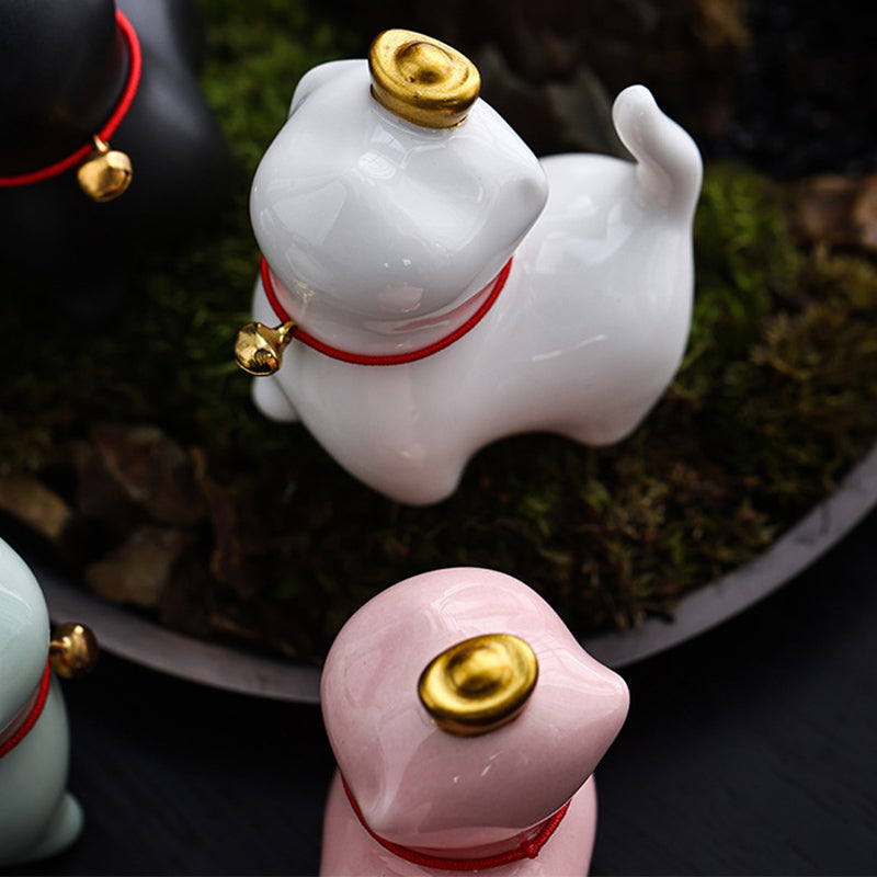 Mini figurine de chat porte-bonheur en céramique pour la chance et la prospérité
