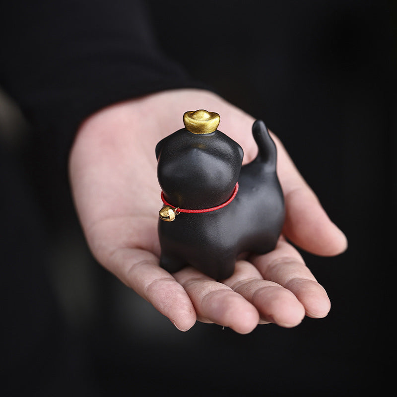 Mini figurine de chat porte-bonheur en céramique pour la chance et la prospérité