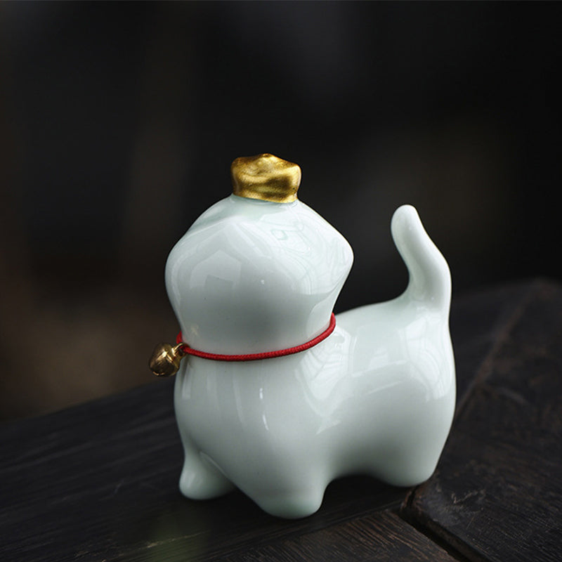 Mini figurine de chat porte-bonheur en céramique pour la chance et la prospérité