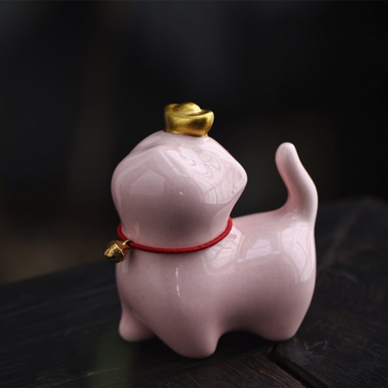 Mini figurine de chat porte-bonheur en céramique pour la chance et la prospérité
