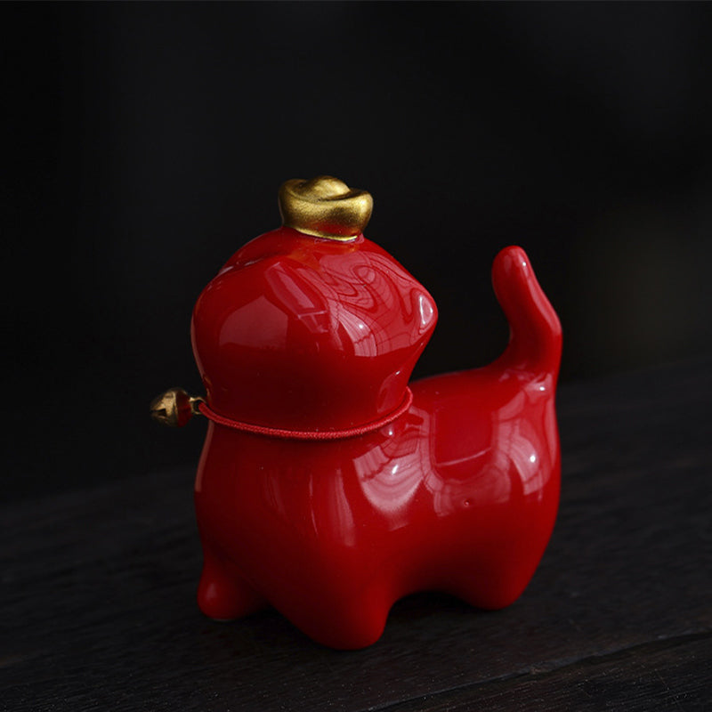 Mini figurine de chat porte-bonheur en céramique pour la chance et la prospérité