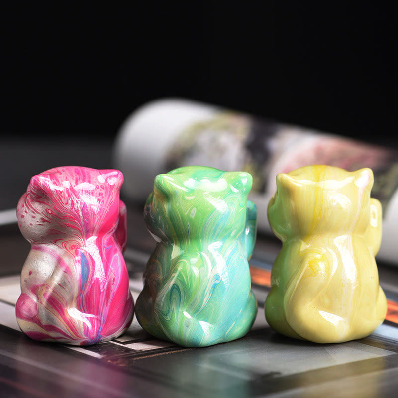 Mini ornement zen en bois de rose pour chat - Laque artisanale