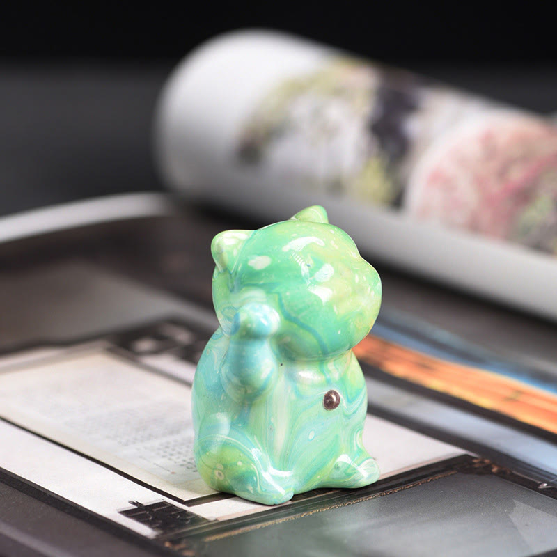 Mini ornement zen en bois de rose pour chat - Laque artisanale