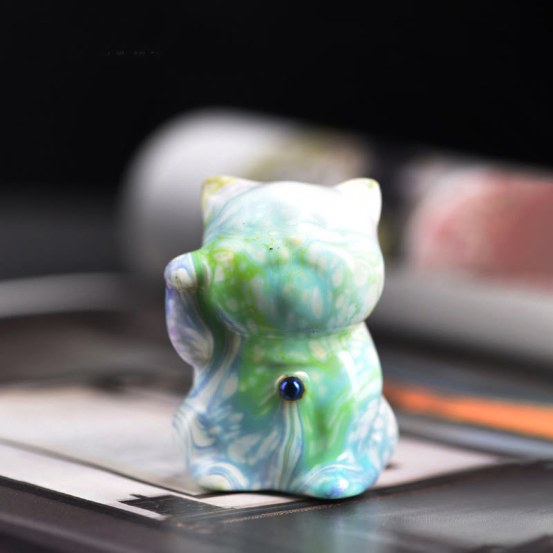 Mini ornement zen en bois de rose pour chat - Laque artisanale