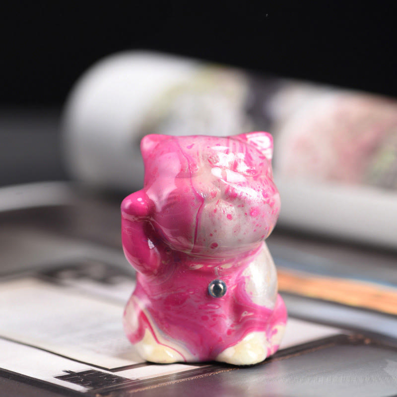 Mini ornement zen en bois de rose pour chat - Laque artisanale