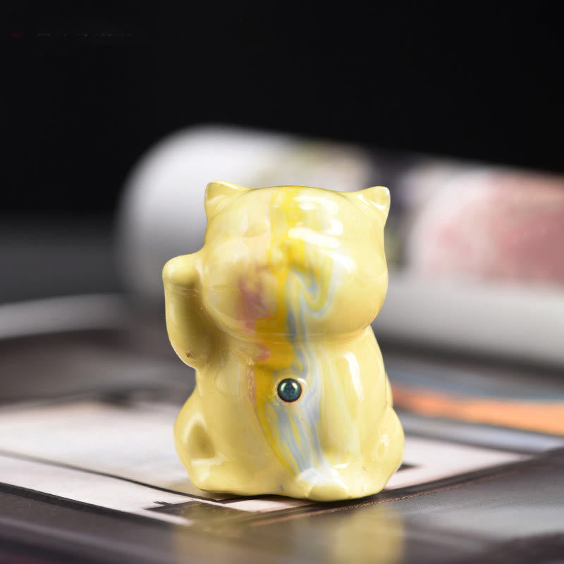 Mini ornement zen en bois de rose pour chat - Laque artisanale