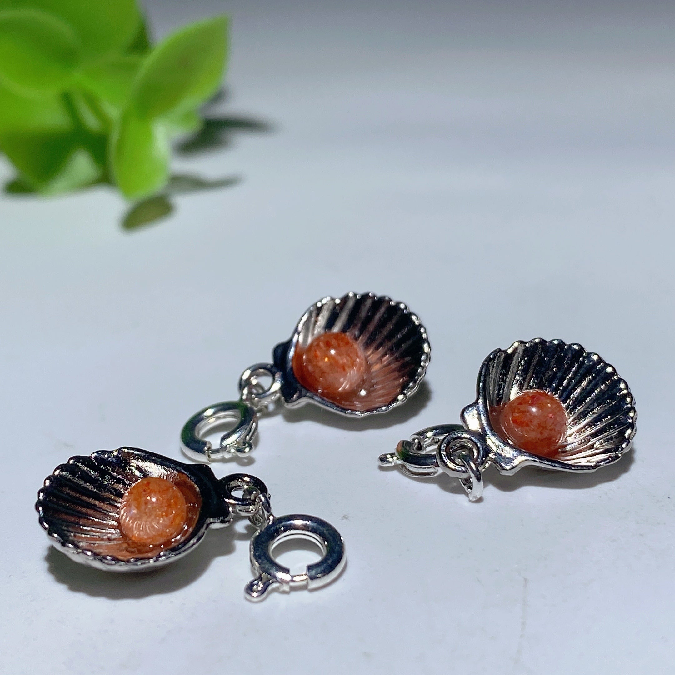Mini Silver Shell Pendant with Crystal 12mm Healing Necklace